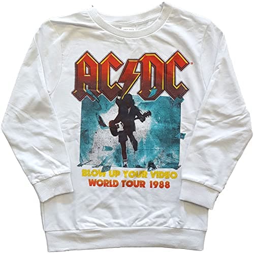 Image of AC/DC Kids Blow Up Your Video Band Logo Sweatshirt, White, X-Large, White