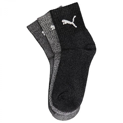 Image of Puma Short Crew Sports Socks (Pack of 3) - Anthracite Grey, 2.5-5 UK (35-38)