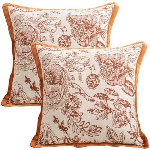 Image of Traziewell Floral Cushion Covers 45 X 45 Cushion Cover 2 Pack Pillow Cases Decorative Throw Pillow Covers 457