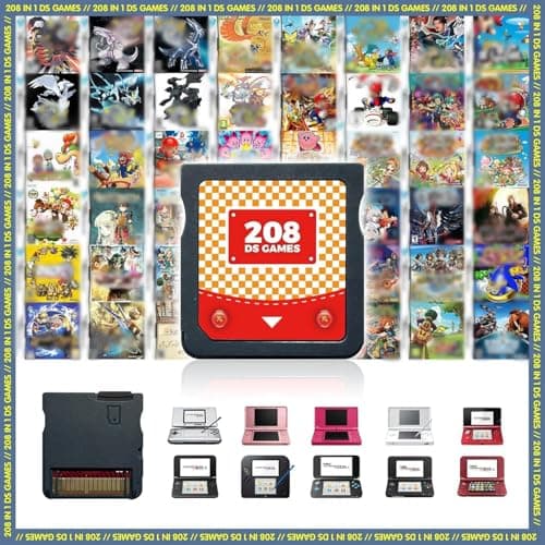 Image of 208 in 1 DS Game, Super Combo Game Cartridge Contains 208 3ds Games, Retro Game Pack Card Suitable for NDS, NDSi, 3DS, New, DS, 2DS, DS Lite