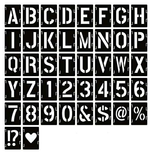 Image of 2 Inch Reusable Plastic Letter Stencils, 42 PCS Interlocking Alphabet & Number Templates Kit for Painting on Wood, Wall, Fabric, Rock, Sign, DIY Art Projects and Craft Painting