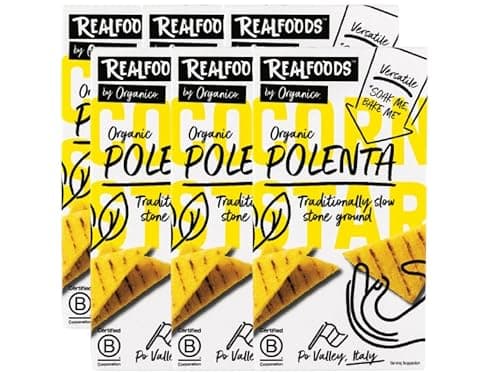 Image of Realfoods by Organico | Organic Quick Cook Polenta – Authentic Italian Cornmeal from the Po Valley | Naturally Gluten-Free, Ready in 3 Minutes, 500g (Pack of 6)