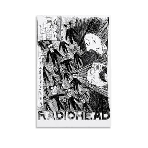 Image of ATVIOX Radiohead - Scribble Wall Posters Canvas Print Aesthetic Wall Art Modern Home Decor for Bedroom Living Room 08x12inch(20x30cm) Unframe-style