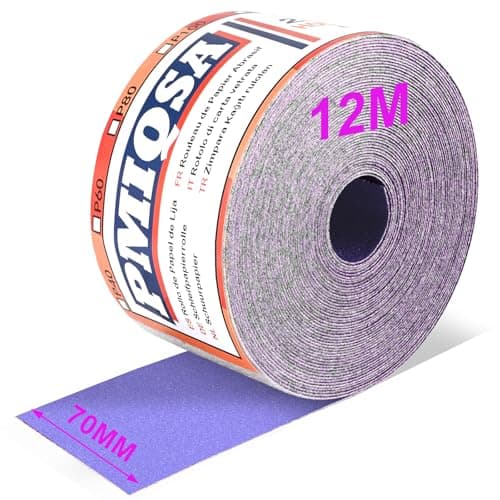 Image of PMIQSA Purple Ceramic Sandpaper Roll 220 Grit, 70mm x 12M Hook & Loop Sandpaper for Automotive, Woodworking Color Sanding, Finishing Metal (Ceramics)