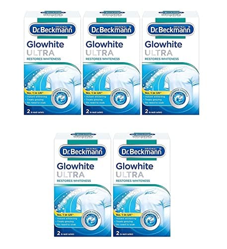 Image of Dr. Beckmann Glowhite Ultra Fabric Whitener, Ultra Whitening, Removes Greying and Yellowing for Synthetics & Cotton, Intensive Formula 3 Pack (10 x 40g Sachets)