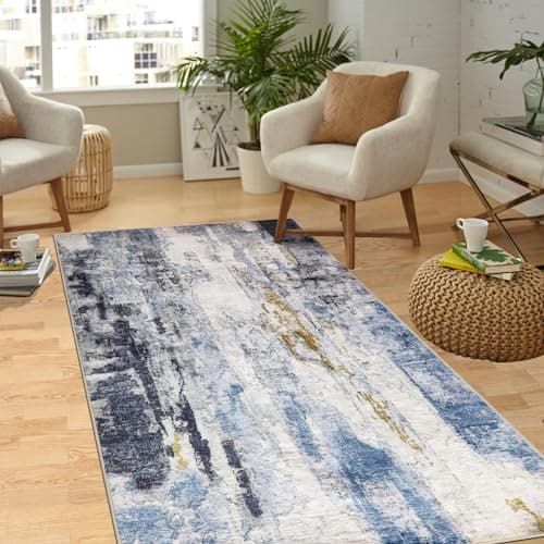 Image of Capslpad Abstract Washable Rugs 80x150cm Living Room Short Pile Area Rug Modern Non Slip Runner Rug for Doorway Entryway Soft Faux Wool Non Shedding Floor Carpet Rug for Bedroom Kitchen Hallway Decor