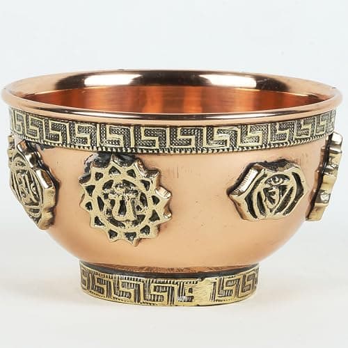 Image of Indian Consigners Small Altar Witchcraft Copper Home Decor Serving, Offering or Smudging Bowl (7 Chakra Bowl), (ICCB)