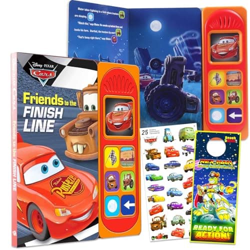 Image of Disney Cars Sound Books for Toddlers - Bundle of Disney Cars Interactive Sound Book with Lightning McQueen, Jackson Storm, More Plus Stickers | Disney Sensory Books for Toddlers