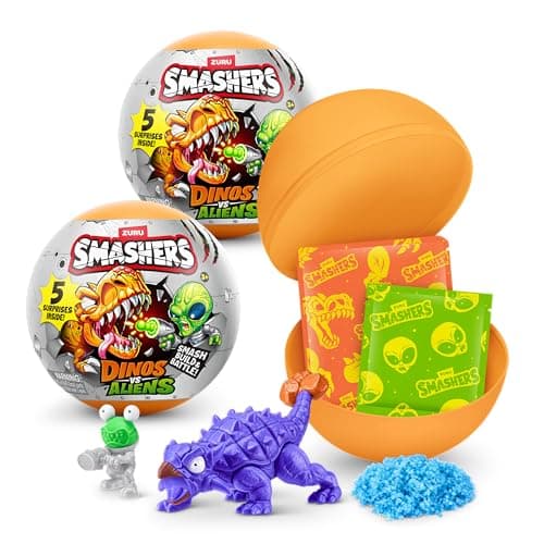 Image of Smashers Dino vs Aliens Planet 2 Pack by ZURU – Smashable Capsule Toy with Dino & Alien Figures, 5 Surprises Inside, Collectible Novelty Toy for Kids Ages 3+