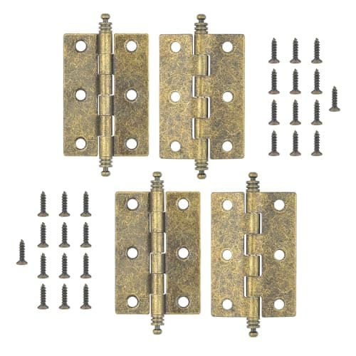Image of MABAHON 4Pcs Antique Hinges Folding Bronze Butt Hinges Retro Brass Door Hinges with 26PCS Hinge Screws for Cupboards,Cabinet Doors, Retro Jewelry Box,Chests Boxes