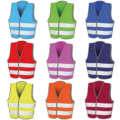 Image of Expert Workwear Hi Vis Kids Safety Vest Junior High Visibility Unisex Childrens School Reflective Outdoor Bike Waistcoat Top (Sky Blue, 7/9 Years)