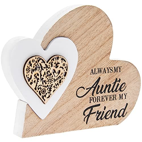 Image of Plaque | Double Heart Always My Auntie | 1 Piece - 15x2x12 cm