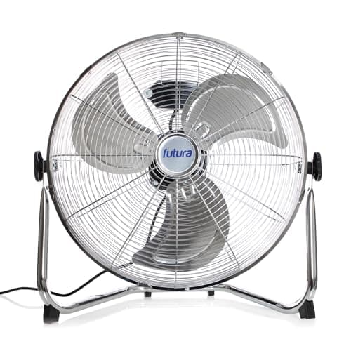 Image of Futura 16” Chrome High Velocity Floor Fan, Heavy Duty Metal Fan, Industrial Cooling Fan with 3 Speeds & Adjustable Tilt Head, Powerful Metal Air Circulator for Gym, Warehouse, Home or Office