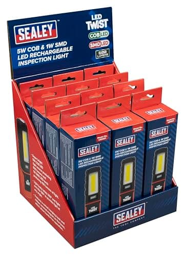 Image of Sealey LED Twist Rechargeable Inspection Light - Display Box of 12, 5W COB & 1W SMD with 180° Magnetic Stand - LED601DB