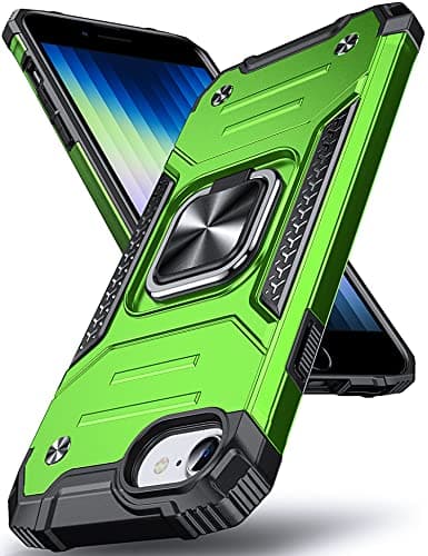 Image of DASFOND Designed for iPhone SE 2022/SE 2020 Case iPhone 8/7/6/6s, Military Grade Shockproof Protective Phone Case Cover with Enhanced Metal Ring Kickstand [Support Magnet Mount], Grass Green