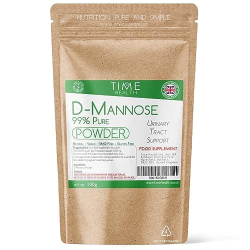 Image of D-Mannose Powder - 100g - 99% Pure - Naturally Occurring Sugar - UK Made - GMP Standards - Vegan (100g Powder Pouch)