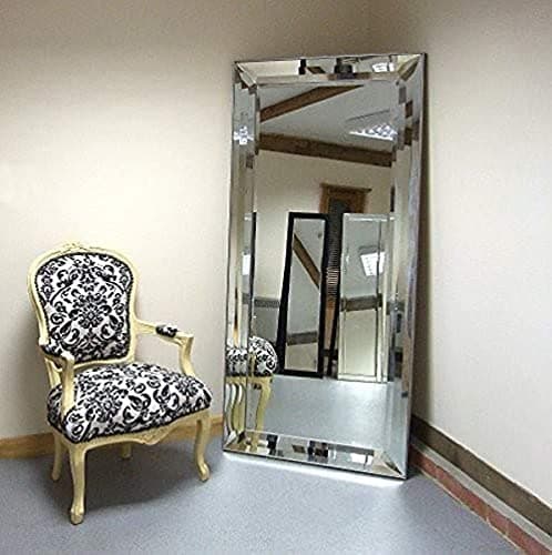 Image of Barcelona Trading Wall Mount Triple Bevelled Frame Large Leaner Venetian Mirror 5ft5 x 2ft7 165cm X 78cm, Wood, Silver