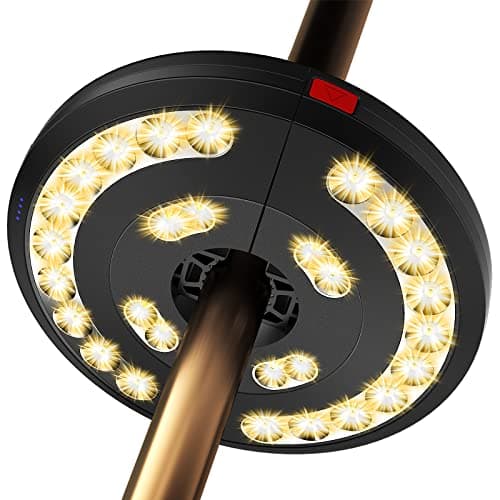 Image of Garden Parasol Lights LED, Patio Umbrella Pole Light, USB Rechargeable Cordless Light for Patio Garden Pool Ornaments, Outdoor Lighting for Cantilever Banana Hanging Beach Parasol Umbrella, Warm
