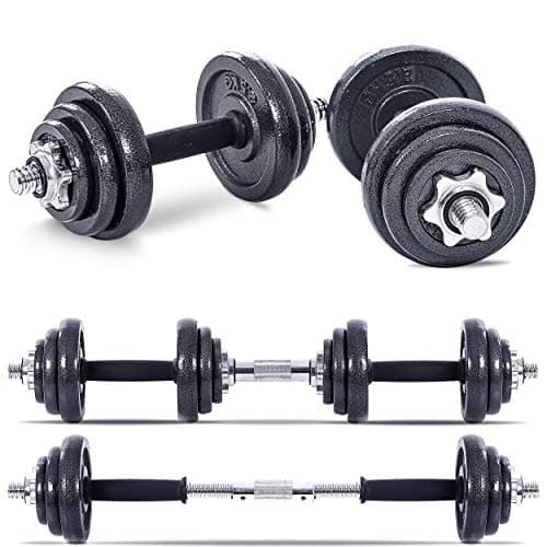 Image of Lions 20kg Dumbbells Set - Cast Iron Adjustable Dumbbells Pair, Barbell Bar Weights Plate Discs for Men Women, Strength Training Equipment Home Gym Fitness Lifting Workout