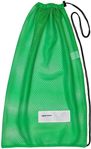 Image of Mesh Bag Sports Equipment Drawstring Bag for Swimming Beach Diving Travel Gym (Neon Green)
