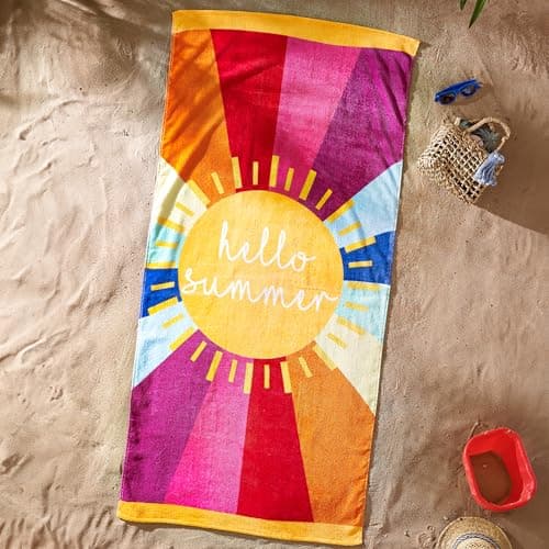 Image of Catherine Lansfield Hello Summer 76x160cm Cotton Beach Towel Multi
