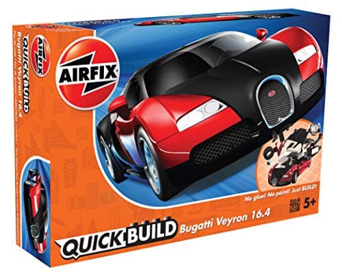 Image of Airfix J6020 Quickbuild Bugatti for 6 years to 18 years, 16 4 Veyron Black Red