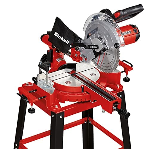 Image of Einhell TC-SM 2531/2 U Pull Miter Saw (1900 W, 4,800 RPM, Ø254 x ø30 mm Saw Blade, Laser, Tilting Saw Head, Including HM Saw Blade), red