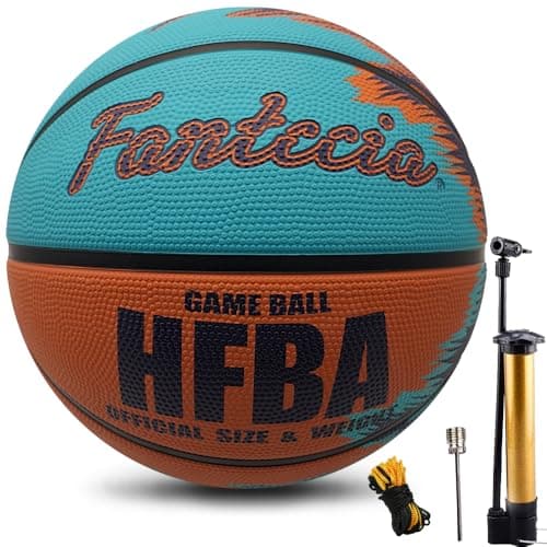 Image of Fantecia Size 7 Basketball With Pump,Indoor Outdoor Street Training Basketball for Men, Women, Youths