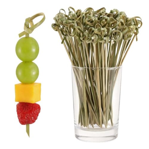 Image of 100 PCS Cocktail Picks, 12 CM Toothpicks for Appetizers, Natural Bamboo Knot Skewers, Mini Food Sticks, Fancy Tooth Picks for Drinks,Fruit,Charcuterie,Cocktail Garnish Accessories, Party Supplies