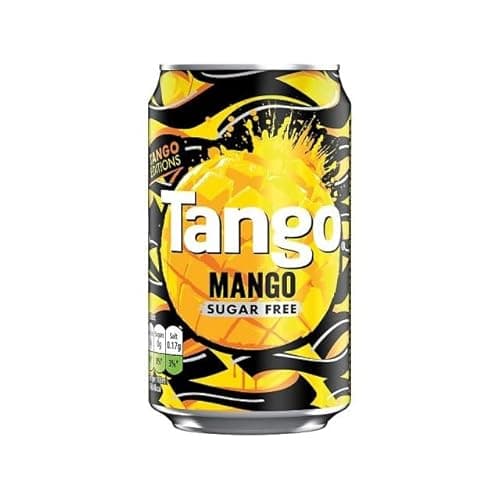 Image of Tango0 Sugar Free Mixed Flavours | Cherry, Mango, Apple, Orange & Dark Berry | Fizzy Drink for Parties, Meals & Everyday Refreshment | 330ml Cans, Pack of 24 (24 x 330ml, Mango Sugar Free)