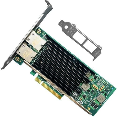 Image of 10GbE RJ45 Network Card Compatible with X540-T2 PCIe Ethernet Card with X540 Controller, 2 Ports 10GBASE-T RJ45, PCIe 2.0, SR-IOV Jumbo Frames PXE iSCSI PCI Network Adapter