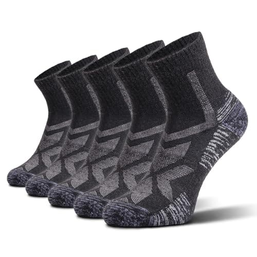 Image of NORDIC Socks Merino Wool Lightweight Hiking Socks for Men & Women, 5-Pack Low Cut, Unisex, Anti-Blister, Moisture-Wicking, Odor-Resistant (UK, Alpha, L, XXL, Regular, Regular, Black)
