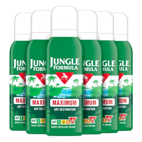 Image of Jungle Formula Maximum Repellent Aerosol 125ml Bundle (Pack of 6 x 125ml) - Maximum Level of Protection Against Mosquitoes - Long Lasting Protection