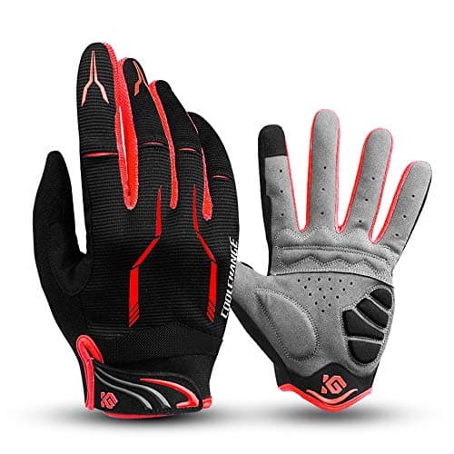 Image of I Kua Fly Cycling Gloves Full Finger Mountain Bike Gloves Gel Padded Touchscreen MTB Gloves for Men Women, Red, L