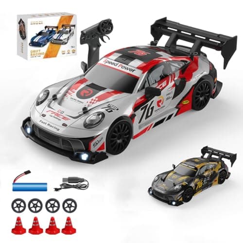Image of Meiurlex 1:24 Scale RC Drift Car with LED Lights, 4WD Electric Remote Control Racing Vehicle, 2.4GHz 30KM/H High Speed Mini Sport Drift Car for Adults & Hobbyists