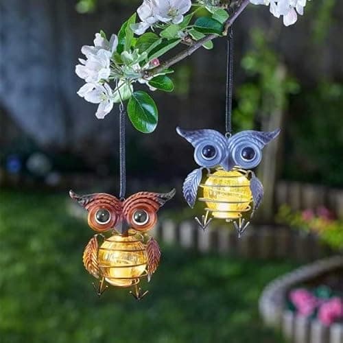 Image of Garden Mile LED Owl Light Solar Garden Lights Outdoor Waterproof Pathway Driveway Animal Solar Lights Outdoor Decorations Ornament Tree Hanger For Gardens Patios Outside Decor