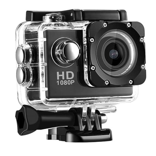Image of BSLVWG 1080P Action Camera 12MP 30M Waterproof Sports Underwater Cameras for Vlog With Ultra HD 170°Wide-Angle Anti-Shake 2.0'' LCD Screen with Accessories Kit for Diving/Bicycle/Swimming