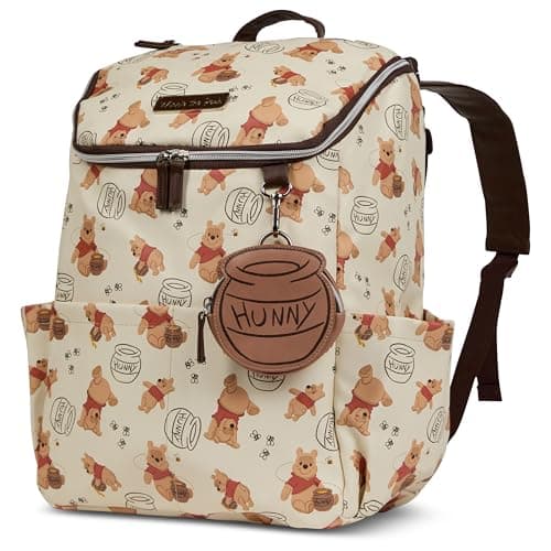 Image of Disney Diaper Bag Backpack with Changing Pad Winnie the Pooh – 16” Nylon Baby Bag for Parents, Insulated Bottle Holders, Multiple Storage Pockets