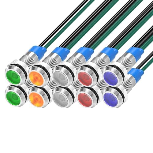 Image of Gebildet 10pcs 6mm 3V-4.5V-5V-6V-7.5V-9VDC Energy Saving LED Metal Indicator Light Waterproof Signal Lamp with Wire(Red/Orange/Blue/Green/White)