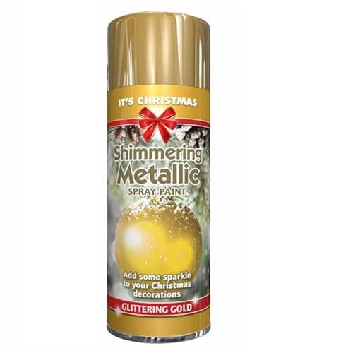 Image of SuperGift.com 200ml Sparkling Spray Paint Multi-Purpose Use, Interior & Exterior, Ideal For Wood, Metal, Plastic, Ceramics & Ornaments - Quick Drying (Gold)