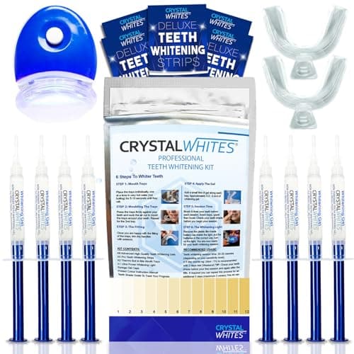 Image of Teeth Whitening Kit With Blue Light | X8 Gels & 5 Pro Strips - 45+ Sessions - Safe on Teeth & Gums With Dental Level Results | Advanced Home Tooth Kit