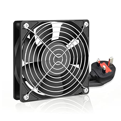 Image of GDSTIME 120mm 240V Fan with AC Powered Plug 220V 230V 240V Computer Fan 120mm x 25mm Axial Dual Ball Bearing 2700 RPM 86.6 CFM For PC Server Cabinet Workstation Ventilation Replacement