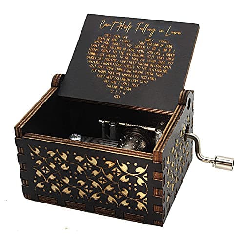 Image of CAMKONG Can't Help Falling in Love Music Box, Birthday Gifts for Wife Girlfriend Women, Vintage Wooden Hand Crank Music Box, Christmas Valentine Wedding Anniversary Romantic Gift