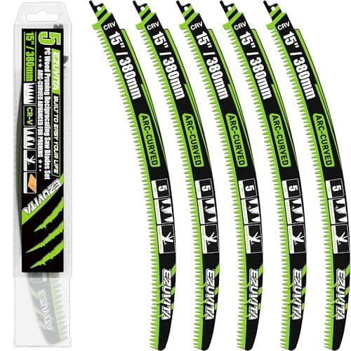 Image of EZUVITA 5pcs 380mm Japanese Teeth Wood Pruning Reciprocating Saw Blades Set, Arc Cutting Edge 5TPI Pruning Saw Blades for Tree Pruning, Wood Cutting, 5 Pack