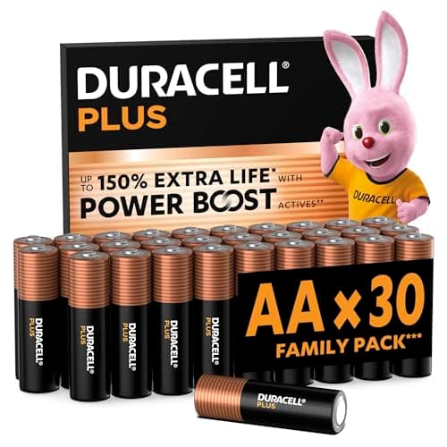 Image of DURACELL Plus AA Batteries (30 Pack) – Alkaline Batteries 1.5V – Up to 150% Extra Life with POWER BOOST Actives– Reliability For Everyday Devices – 0% Plastic Packaging – 10-Year Storage - MN1500