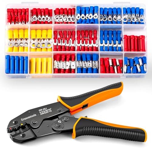 Image of Insulated Wire Terminal Crimping Tool Kit, 0.5-6mm² Ratchet Crimping Plier, Insulated Crimping Tools with 370 pcs Insulated Crimp Connectors