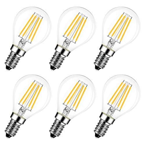 Image of LVWIT 4W E14 G45 Small Edison Screw LED Filament Bulb, 6 Pack, Non-dimmable, 470Lm, Warm White 2700K, LED Vintage Glass Mini Globe Bulb, 80Ra 40W Incandescent