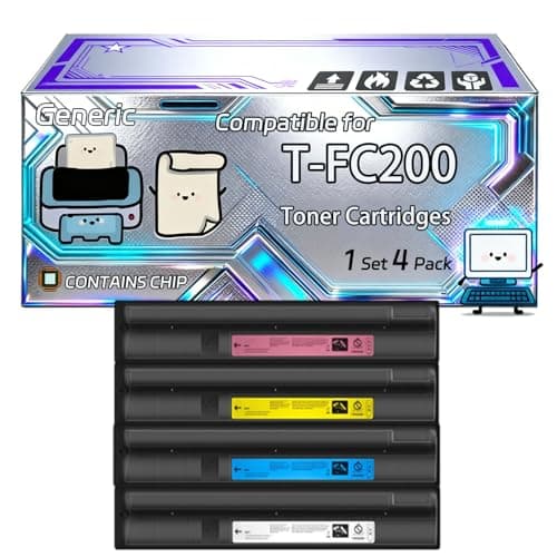 Image of T-FC200 Toner Cartridges Compatible for Toshiba E-Studio 2000 AC E-Studio 2500 AC Printers, With Chip, 38400 Pages, Vibrant Colours (4-Pack BK/C/M/Y)