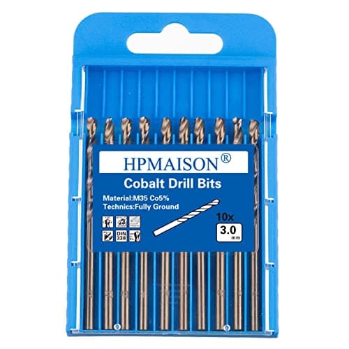 Image of HPMAISON True 5% Cobalt Jobber Drill Bit Set, 10Pcs 3mm M35 High Speed Steel Twist Drill Bits, 135° Split Point Extremely Heat Resistant for Stainless Steel, Cast Iron, Hard Metal, Plastic, Wood