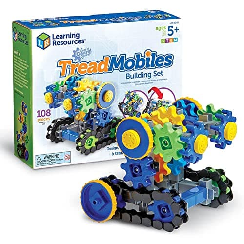 Image of Learning Resources Gears Gears Gears Treadmobiles, STEM, Building Set, 108 Pieces, Ages 5+,Multicolor,Medium